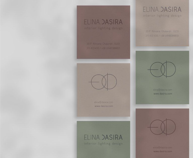 Simple minimal business card design for interior designer Elina Dasira. By The Blank Sheep.