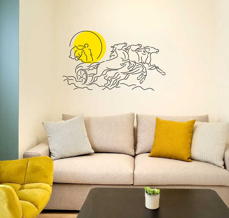 Minimal one-line illustration that decorate a themed hotel in Athens with the concept of Sun. Design by The Blank Sheep