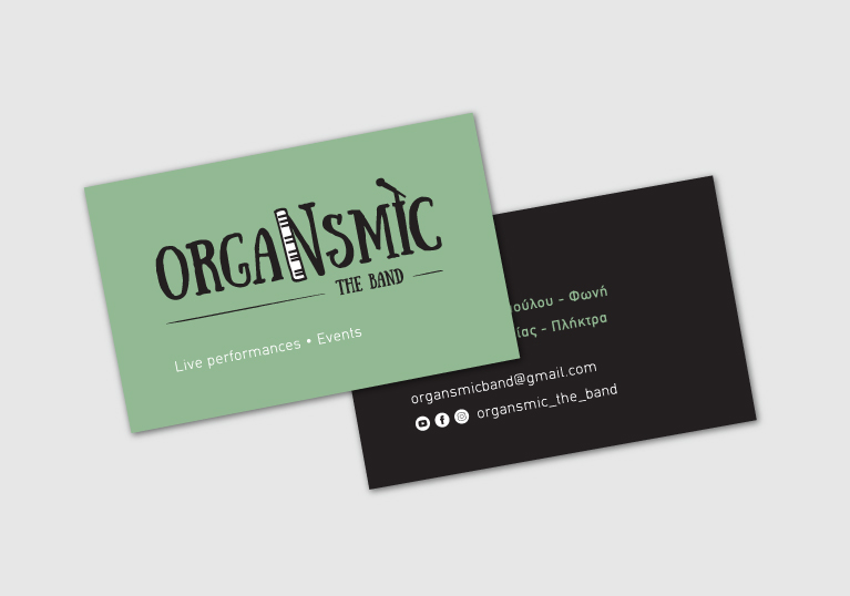 Business card design for Organsmic the band. By The Blank Sheep.