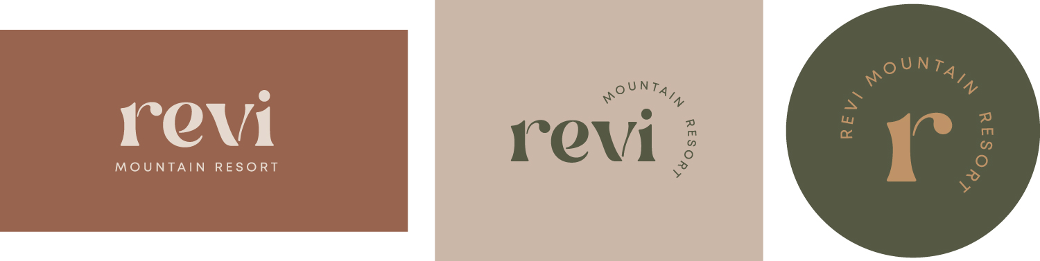Logo design variations for Revi Mountain Resort. By The Blank Sheep.