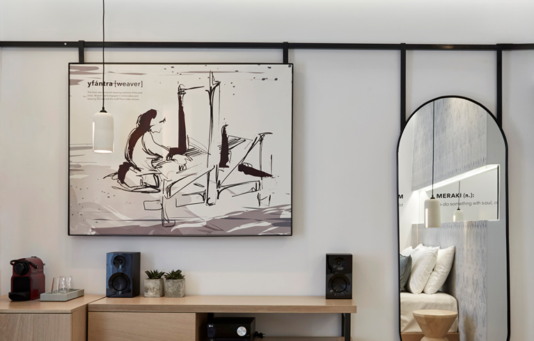Illustration of a weaver that decorate a themed hotel with the concept of old occupations. By The Blank Sheep