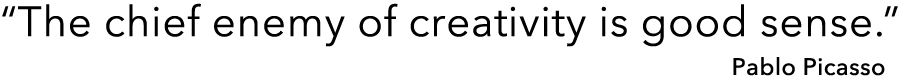 Quote about creativity that decorate a themed hotel. By The Blank Sheep