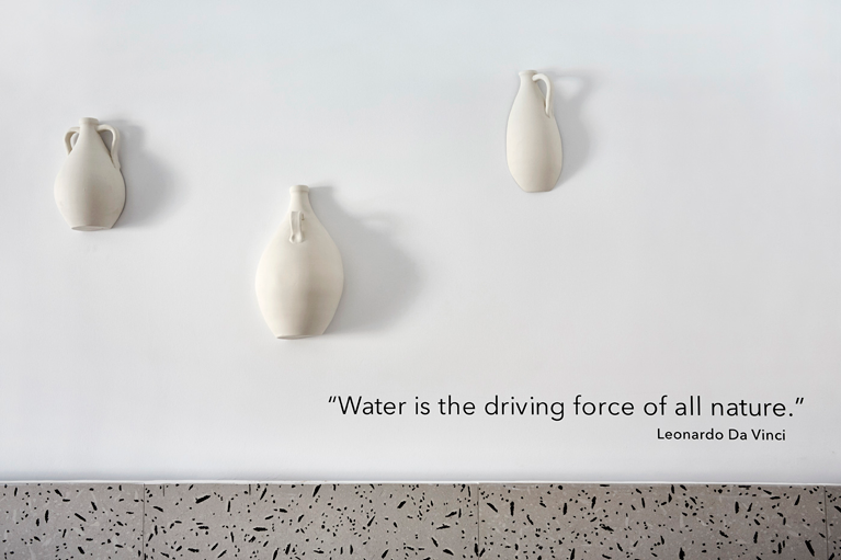 Quote that decorate the interior of a themed hotel in Mykonos. Text and typography by The Blank Sheep